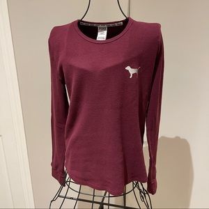 PINK WAFFLE KNIT PAJAMA SHIRT